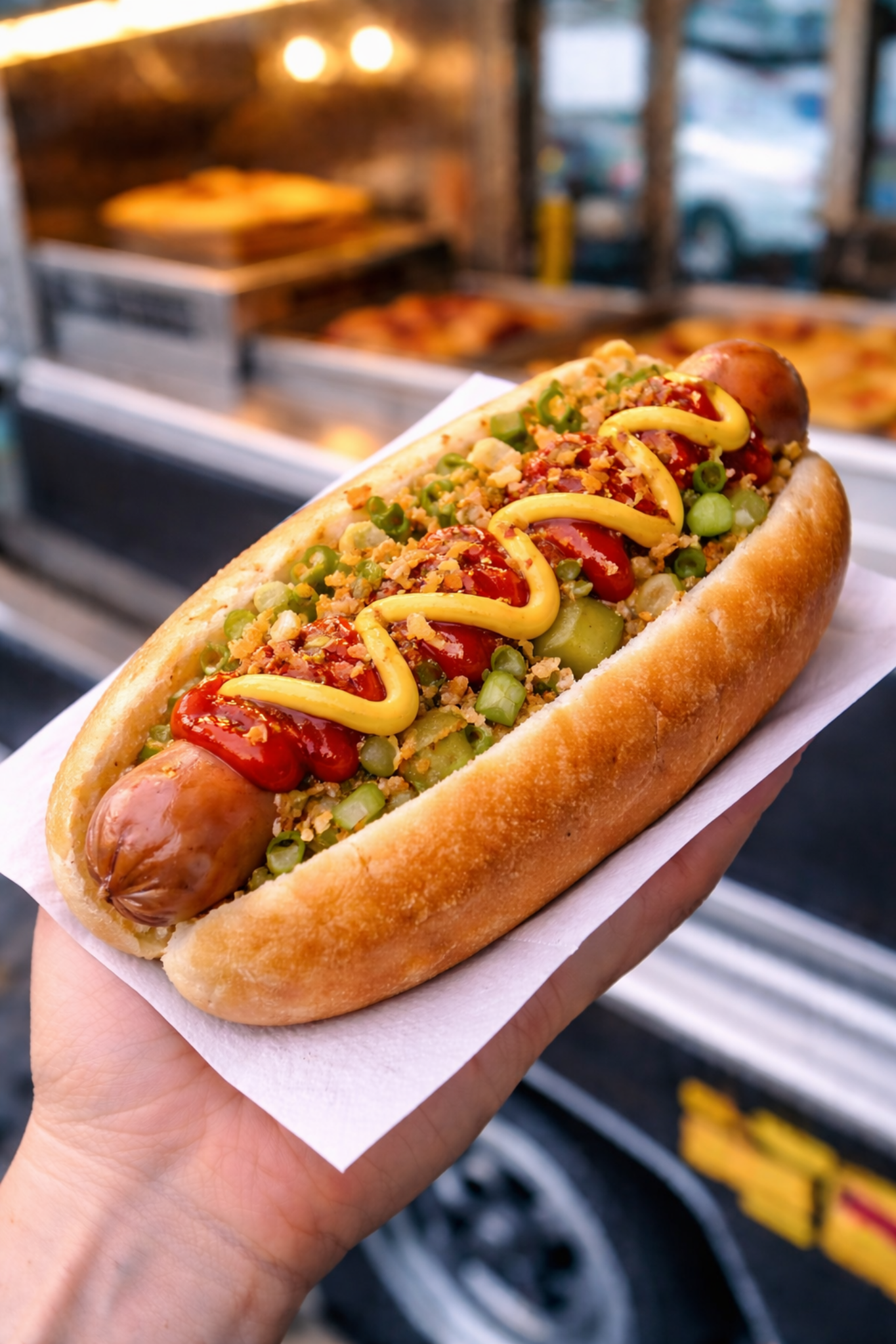 Hotdog mit Toppings